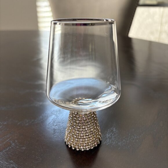 Rhinestone Bling Base Silver Rim Crystal Cordial Glasses - Set of 8 - Picture 2 of 4